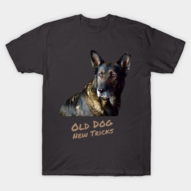 German Shepherd - Old Dog New Tricks T-Shirt by Print Magic Studios